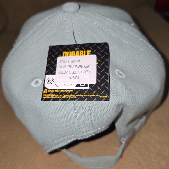 Caterpillar Trademark Baseball Cap Iceberg Green OS NWT - Picture 5 of 10
